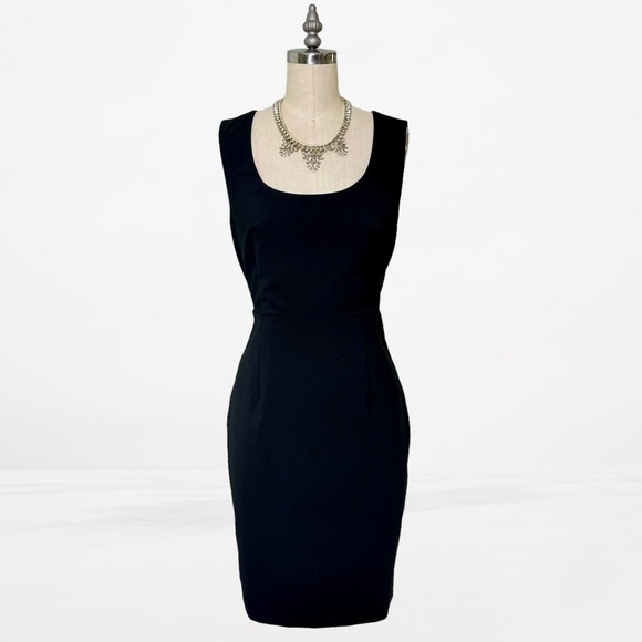 Express Black Stretch Sheath Dress with Exposed Gold Zipper Size 8 - Picture 2 of 10